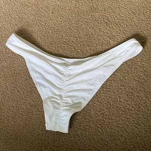 Ruched White Bikini Bottoms